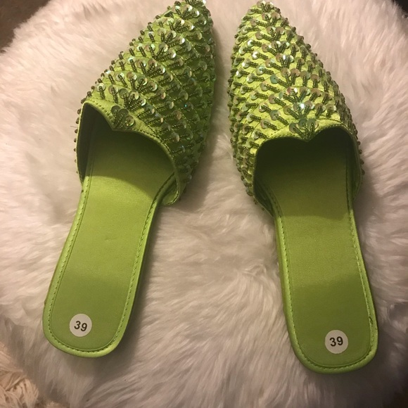 Shoes - NWOT -  Green Peacock Slip Ons
